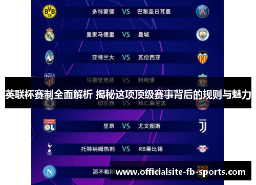 英联杯赛制全面解析 揭秘这项顶级赛事背后的规则与魅力
